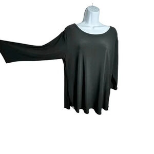 SYMPLI  Size 12 Black scoop neck jersey boxy top 3/4 sleeves